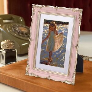 PHAREGE elegant pink picture frame golden carved edges vintage-inspired 8x10